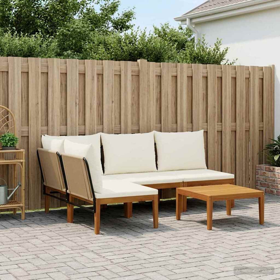5 pcs Massief acaciahout & touw Naturel