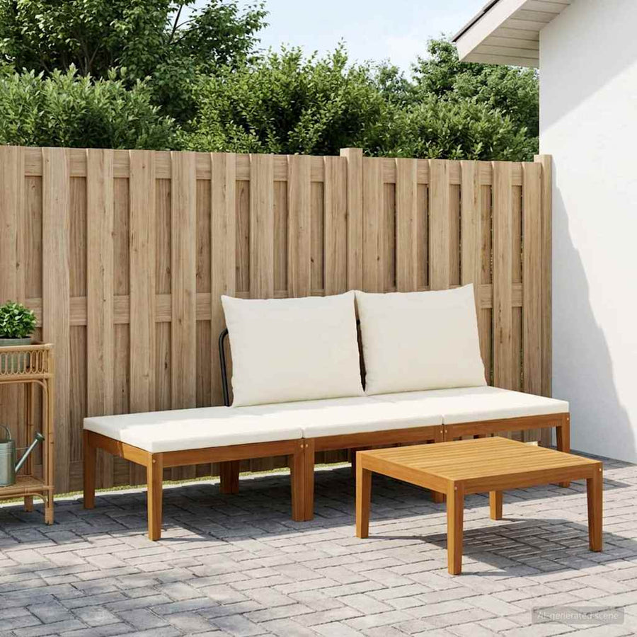 4 pcs Massief acaciahout & touw Naturel