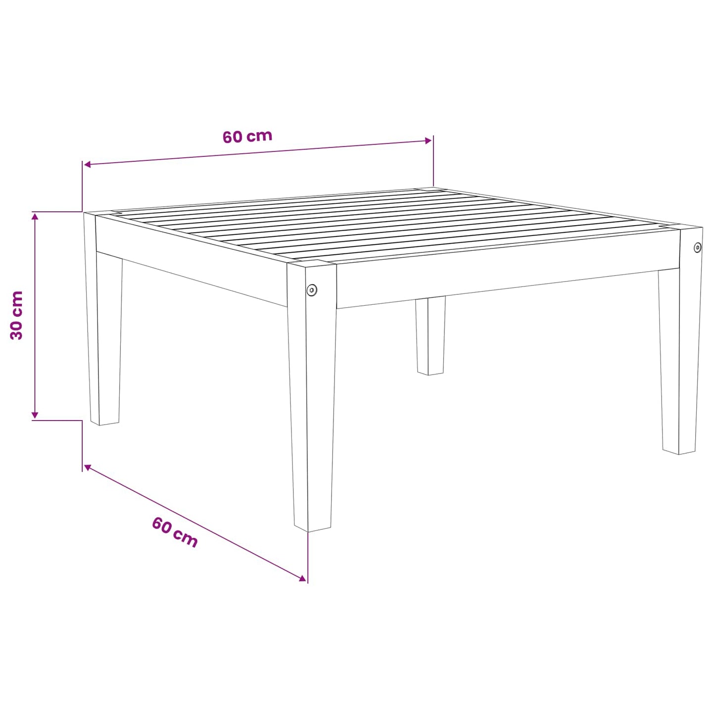Tafel Massief Acaciahout Naturel 60 x 60 x 30 cm