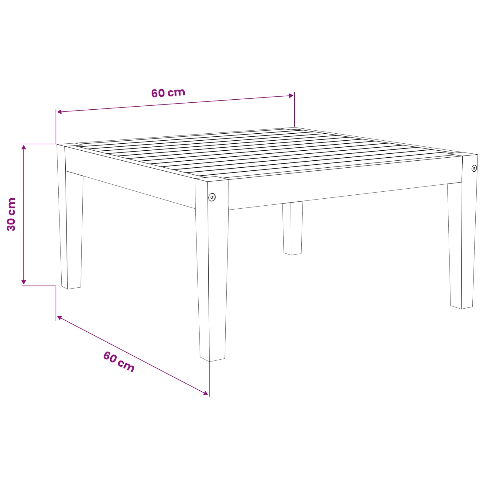 Tafel Massief Acaciahout Naturel 60 x 60 x 30 cm