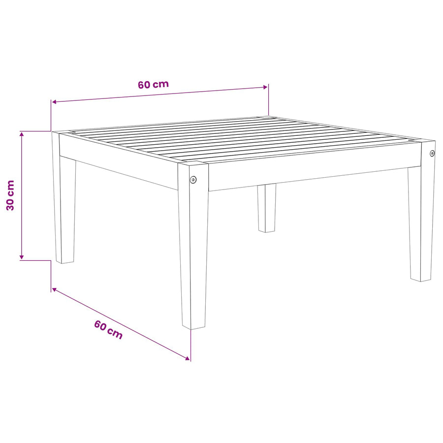 Tafel Massief Acaciahout Naturel 60 x 60 x 30 cm