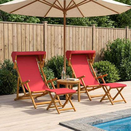 Ligstoel 4 pcs 3 Positie massief eucalyptushout Rood