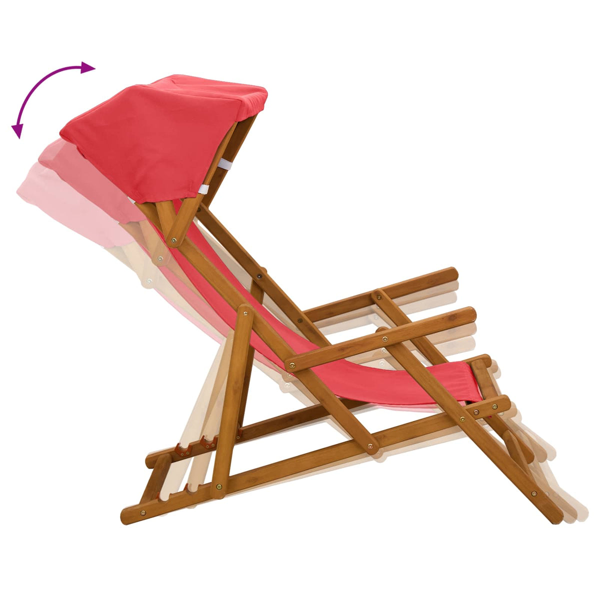 Ligstoel 4 pcs 3 Positie massief eucalyptushout Rood