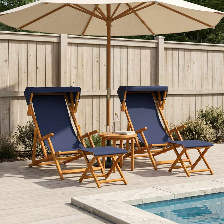 Ligstoel 4 pcs 3 Positie massief eucalyptushout Blauw