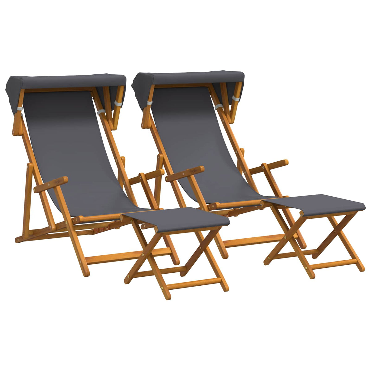 Ligstoel 4 pcs 3 Positie massief eucalyptushout Grijs