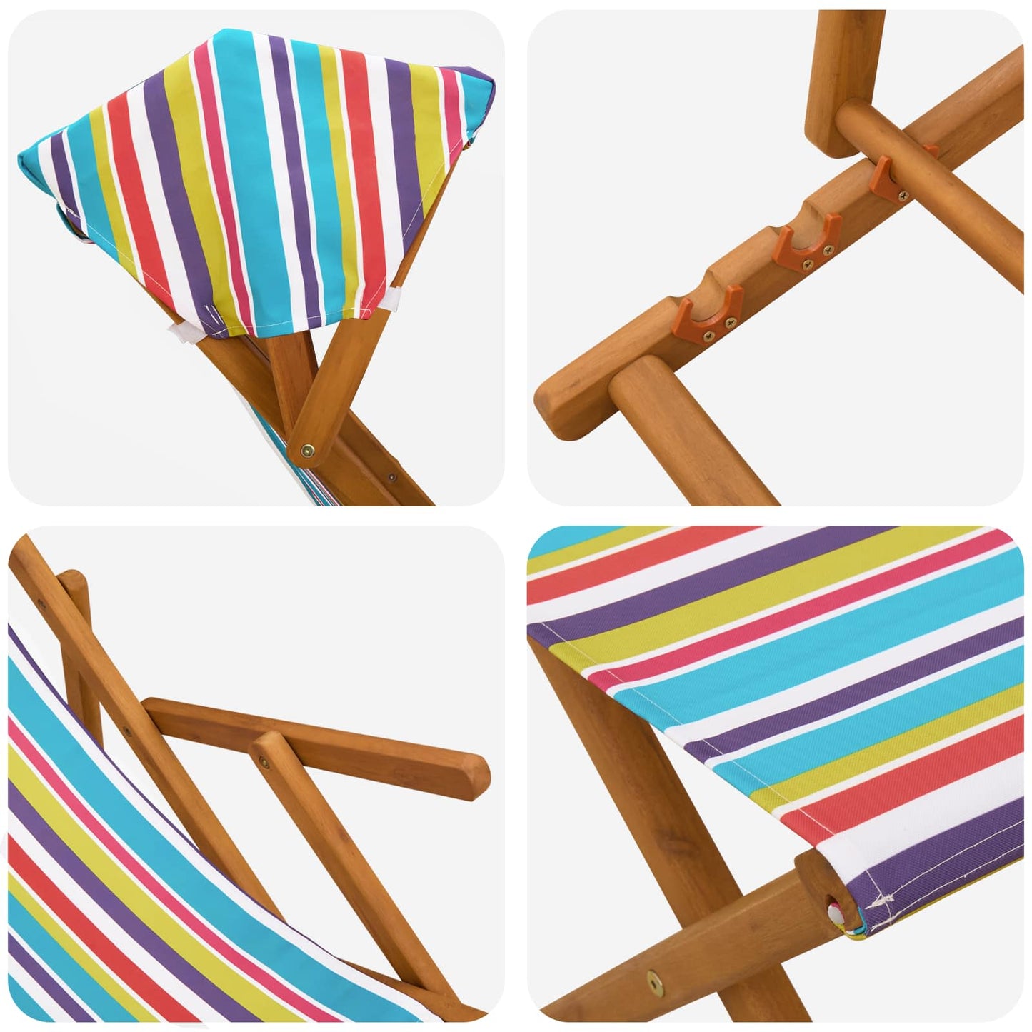 Ligstoel 4 pcs 3 Positie massief eucalyptushout Meerkleurig