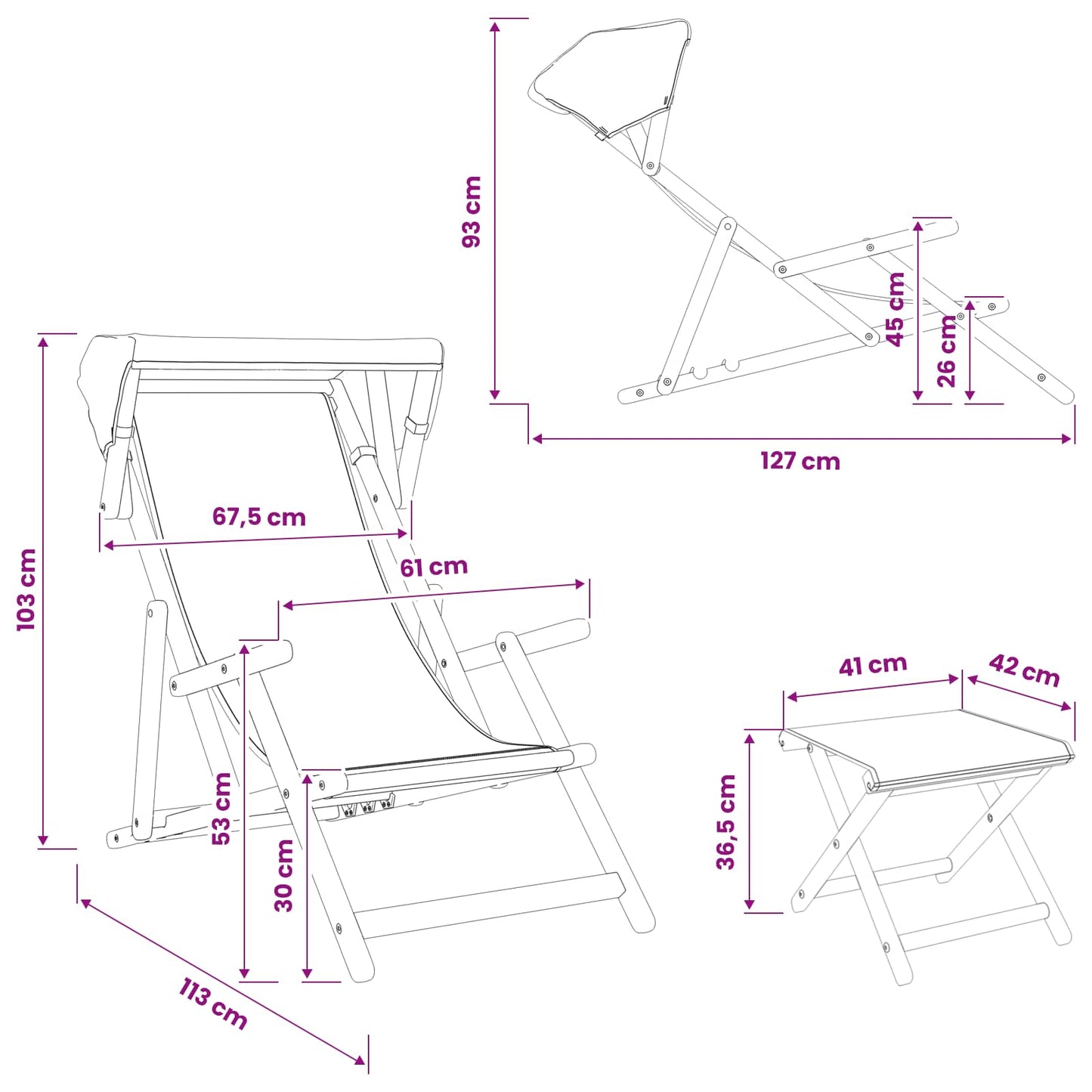 Ligstoel 4 pcs 3 Positie massief eucalyptushout Meerkleurig