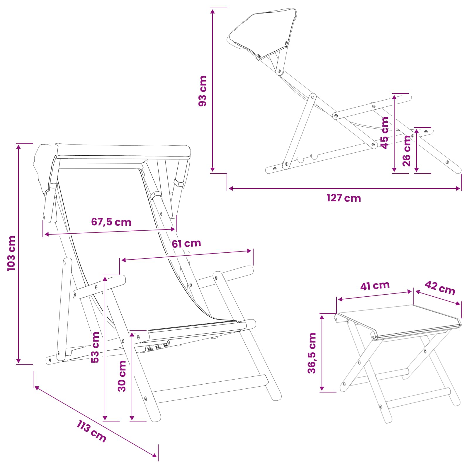 Ligstoel 4 pcs 3 Positie massief eucalyptushout Meerkleurig