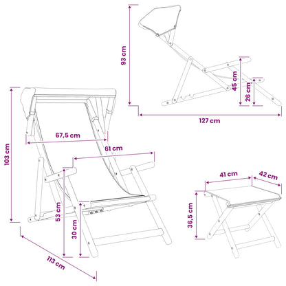 Ligstoel 4 pcs 3 Positie massief eucalyptushout Meerkleurig