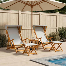 Ligstoel 4 pcs 3 Positie massief eucalyptushout Crèmekleurig