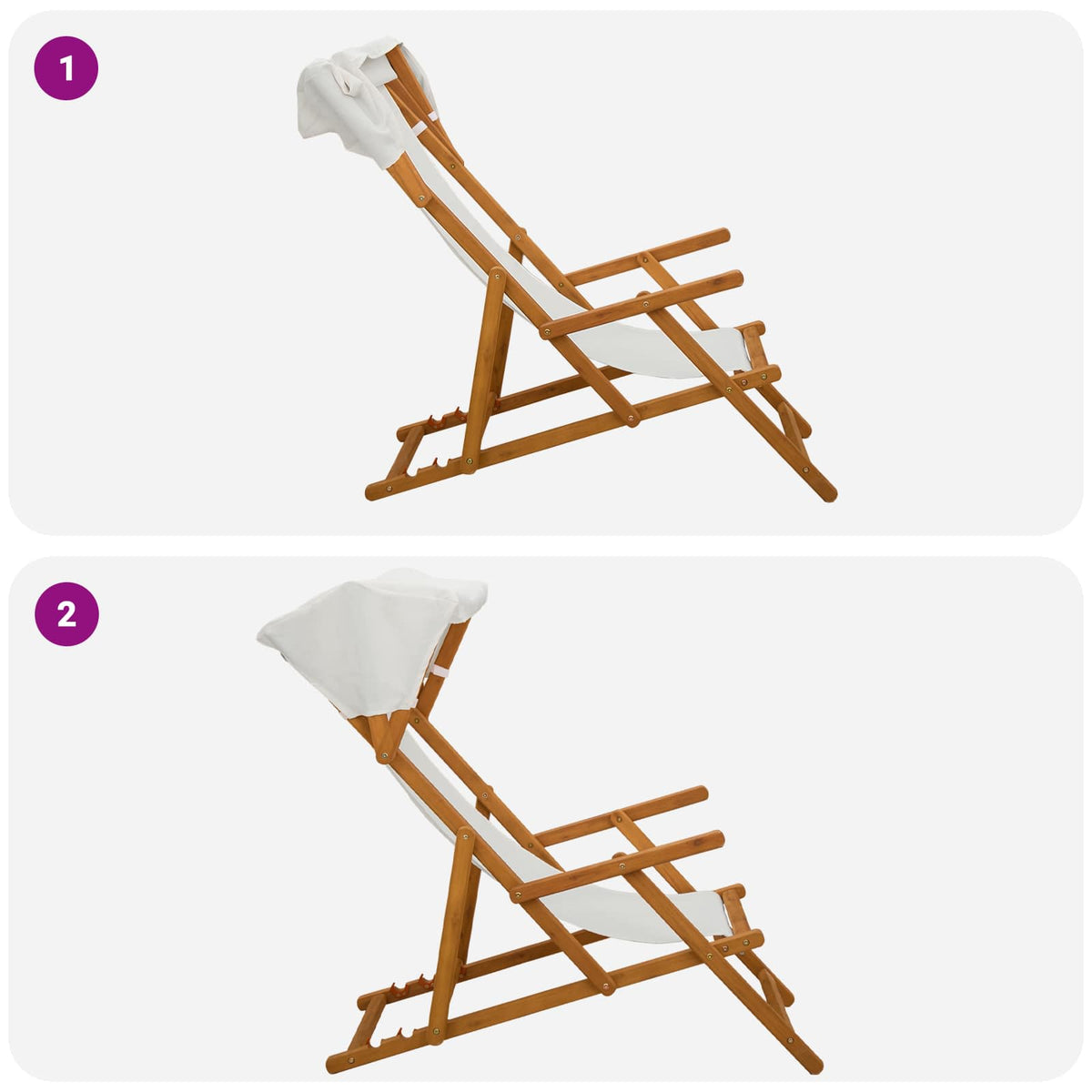 Ligstoel 4 pcs 3 Positie massief eucalyptushout Crèmekleurig