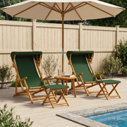 Ligstoel massief eucalyptushout groen 3 posities