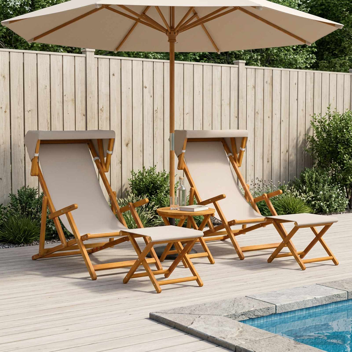 Ligstoel 4 pcs 3 Positie massief eucalyptushout Beige