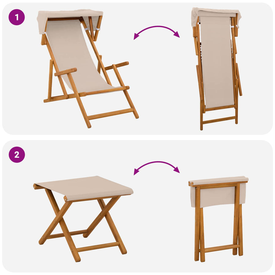 Ligstoel 4 pcs 3 Positie massief eucalyptushout Beige