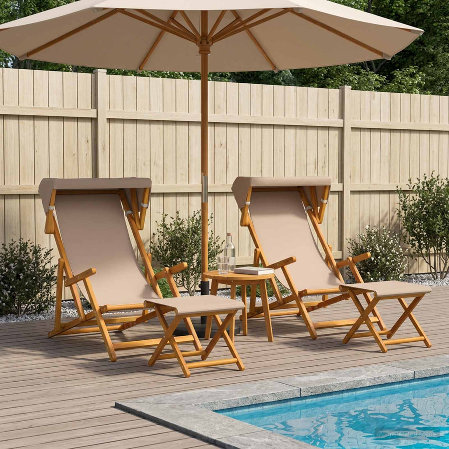 Ligstoel 4 st 3 Positie massief eucalyptushout Taupe