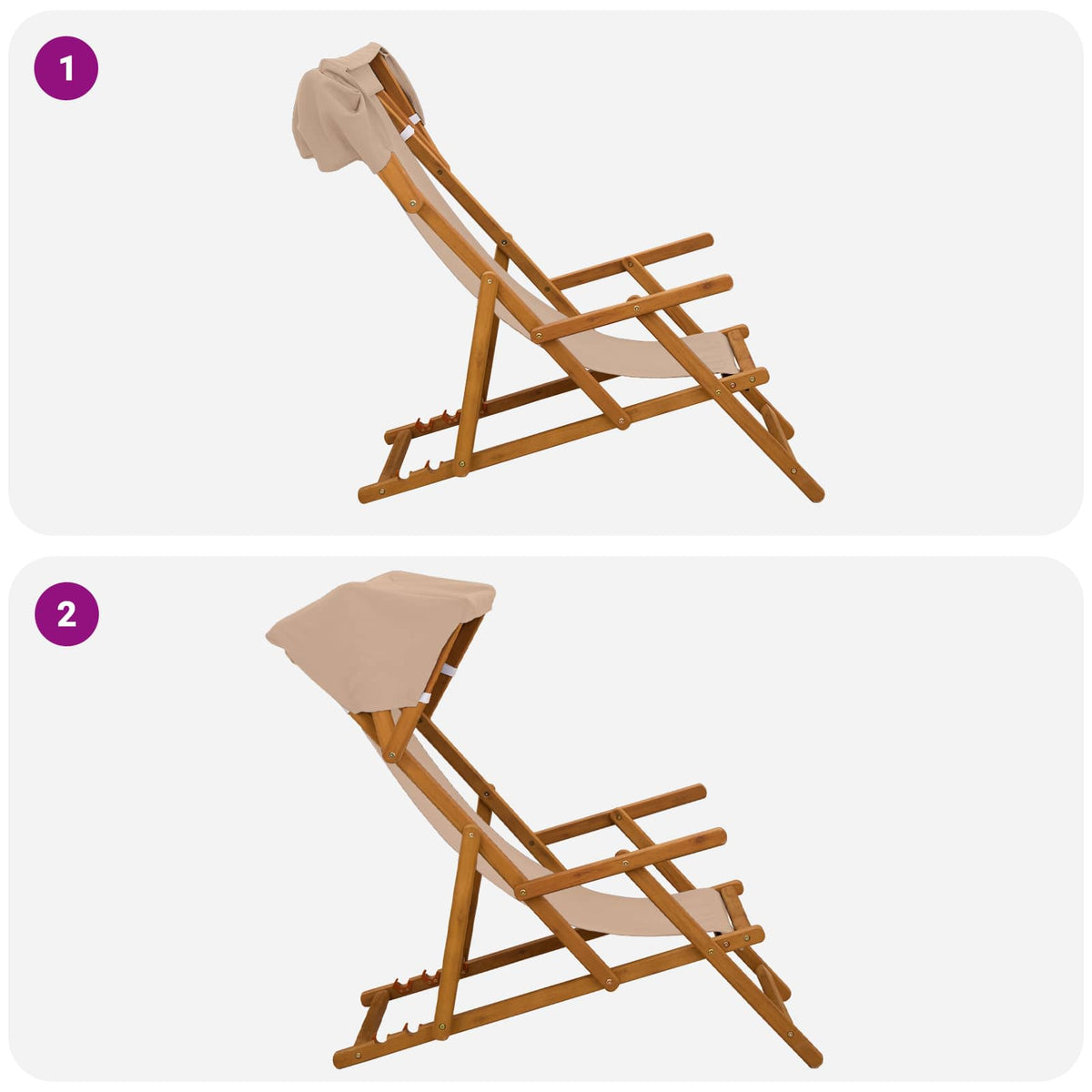 Ligstoel 4 st 3 Positie massief eucalyptushout Taupe