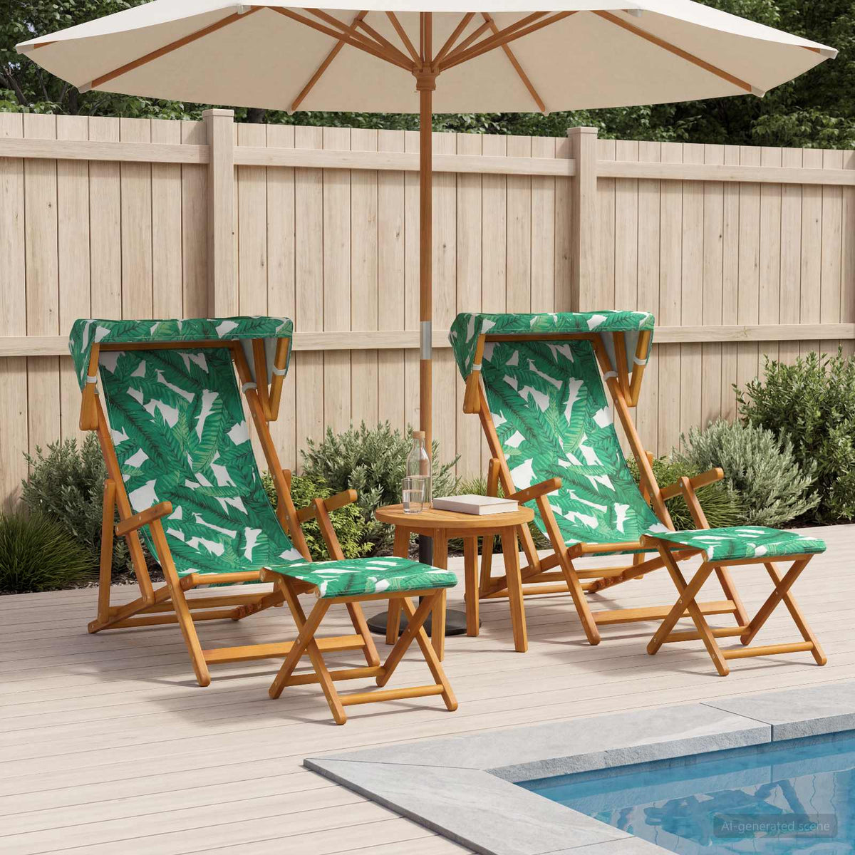Ligstoel 4 pcs 3 Positie massief eucalyptushout Bladpatroon