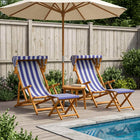 Ligstoel massief eucalyptushout blauw wit (4 stuks)