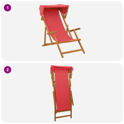 Ligstoel 2 pcs 3 Positie massief eucalyptushout Rood