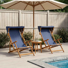 Ligstoel massief eucalyptushout blauw 2 stuks