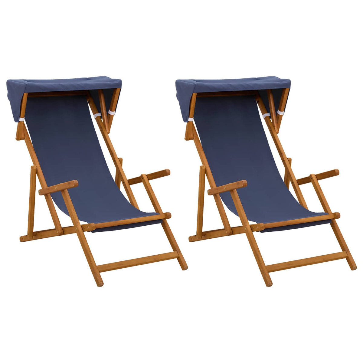 Ligstoel 2 pcs 3 Positie massief eucalyptushout Blauw