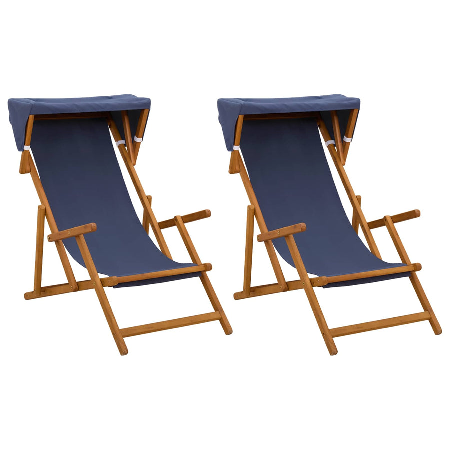 Ligstoel 2 pcs 3 Positie massief eucalyptushout Blauw