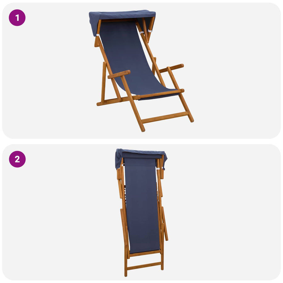 Ligstoel 2 pcs 3 Positie massief eucalyptushout Blauw