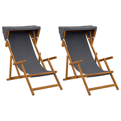 Ligstoel 2 pcs 3 Positie massief eucalyptushout Grijs