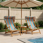 Ligstoelen set 2 massief eucalyptushout meerkleurig