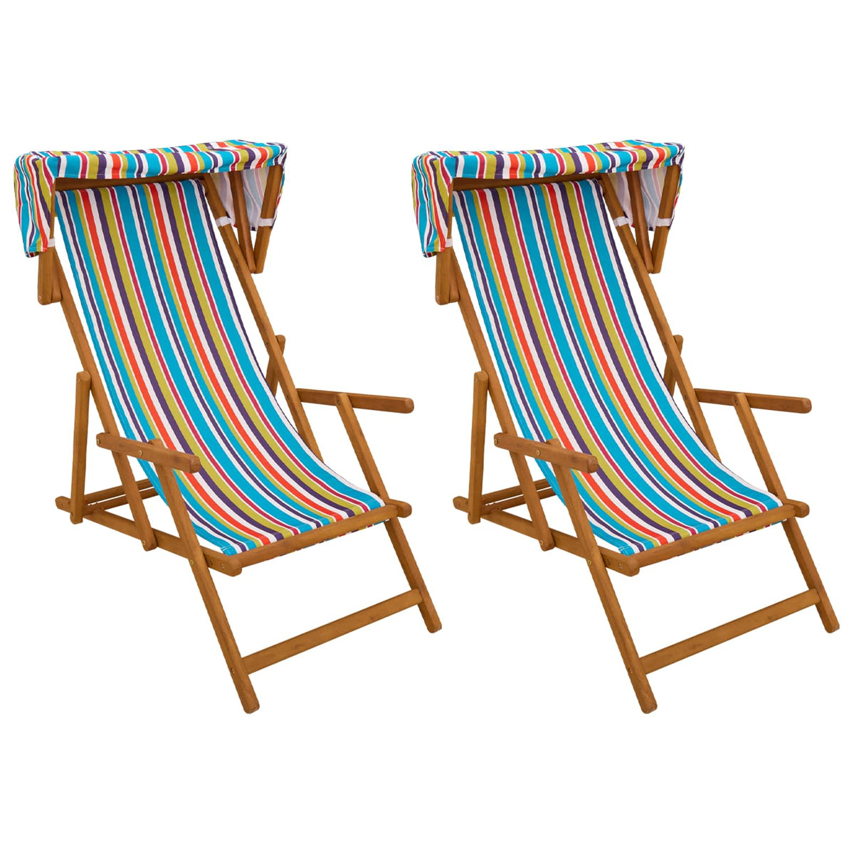 Ligstoel 2 pcs 3 Positie massief eucalyptushout Meerkleurig