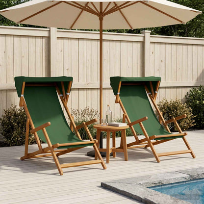 Ligstoel 2 pcs 3 Positie massief eucalyptushout Groen