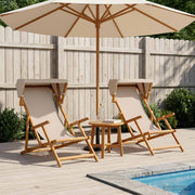 Ligstoel 2 stuks massief eucalyptushout beige