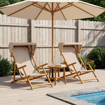 Ligstoel 2 pcs 3 Positie massief eucalyptushout Beige