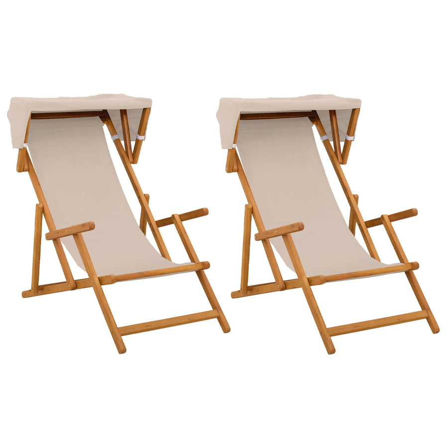 Ligstoel 2 pcs 3 Positie massief eucalyptushout Beige
