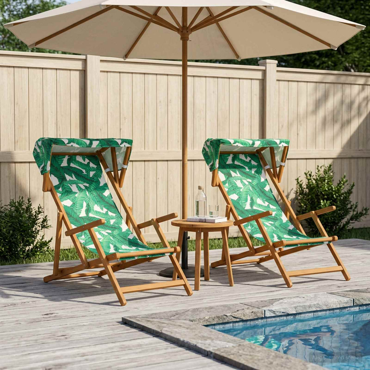 Ligstoel 2 pcs 3 Positie massief eucalyptushout Bladpatroon
