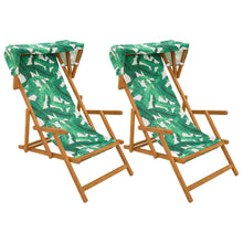 Ligstoel 2 pcs 3 Positie massief eucalyptushout Bladpatroon