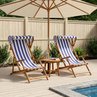 Ligstoel 2 stuks massief eucalyptushout blauw wit