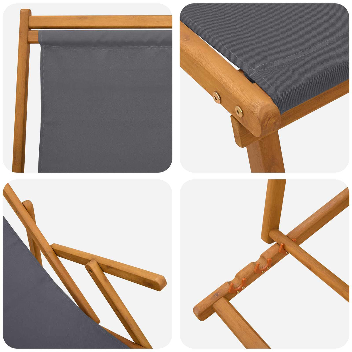 Opvouwbare zonnebed 2 pcs 3 Positie Massief Eucalyptus Hout