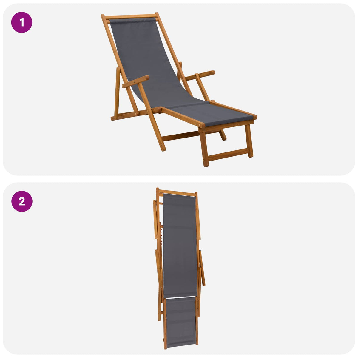 Opvouwbare zonnebed 2 pcs 3 Positie Massief Eucalyptus Hout