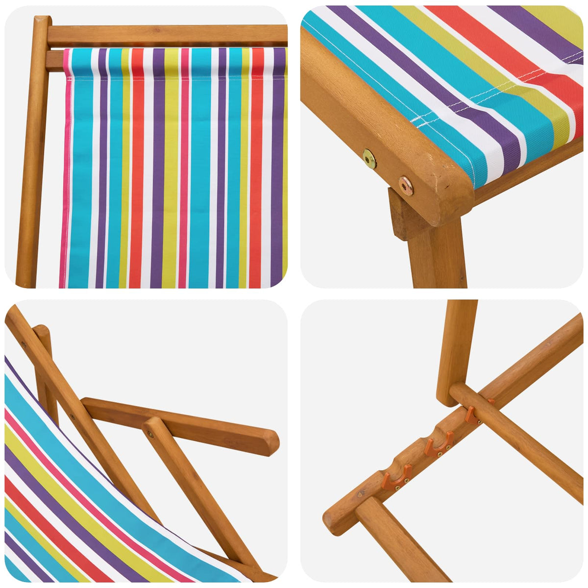 Opvouwbare zonnebed 2 pcs 3 Positie Massief Eucalyptus Hout