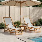 Ligstoel massief eucalyptus hout crème 2 stuks