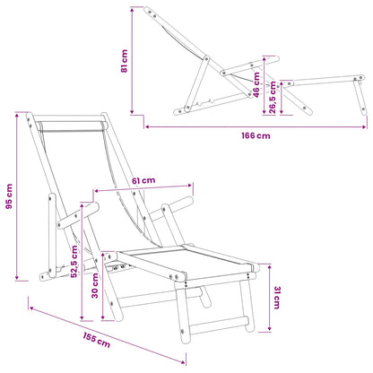 Opvouwbare zonnebed 2 pcs 3 Positie Massief Eucalyptus Hout