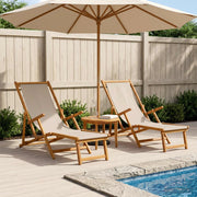 Ligstoel massief eucalyptus 2 stuks beige