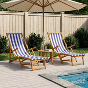 Ligstoel massief eucalyptus hout 2 stuks blauw