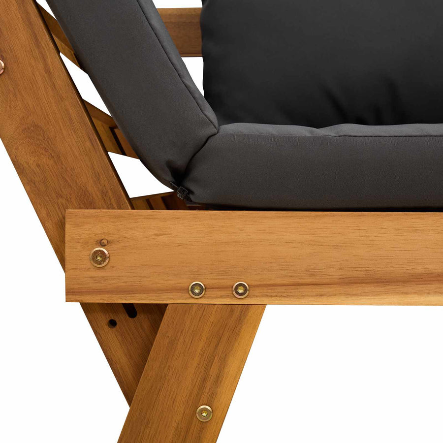 3-in-1 Tuinbank met Kussens Massief Acaciahout Naturel