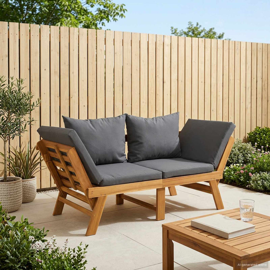 3-in-1 Tuinbank met Kussens Massief Acaciahout Naturel