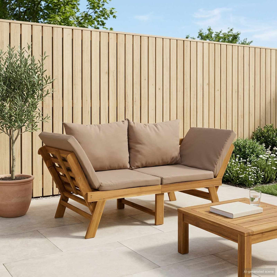 3-in-1 Tuinbank met Kussens Massief Acaciahout Naturel