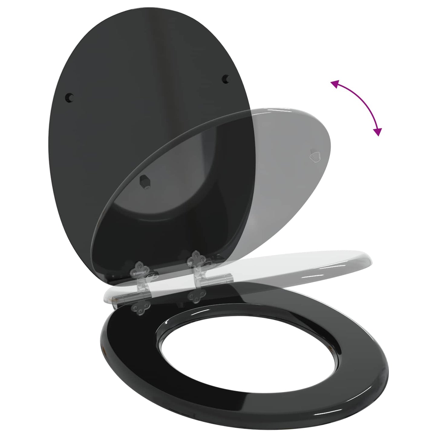 Toiletbril Zwart 44 x 38 cm MDF-plaat