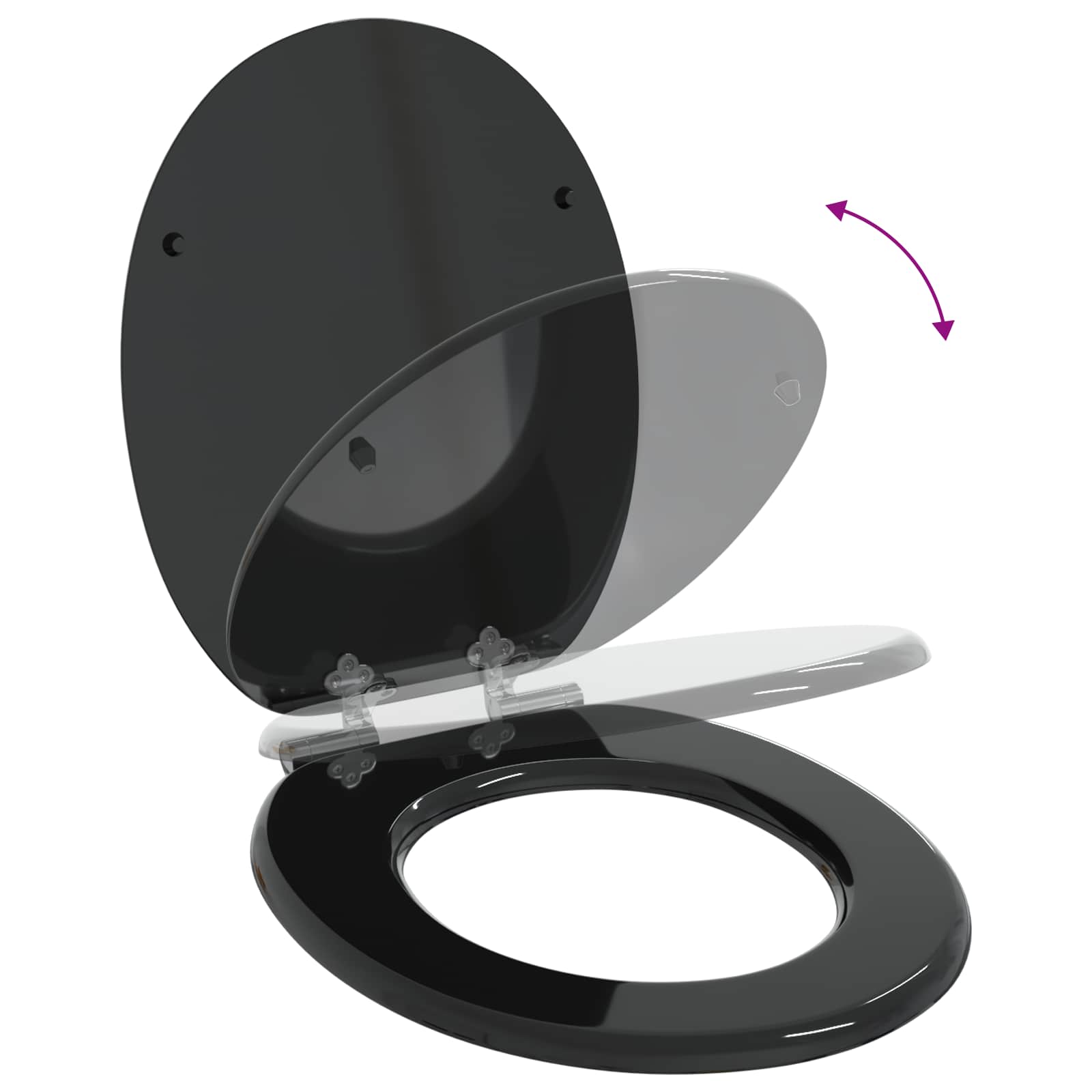 Toiletbril Zwart 44 x 38 cm MDF-plaat