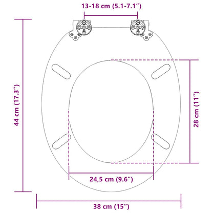 Toiletbril Grijs 44 x 38 cm MDF-plaat